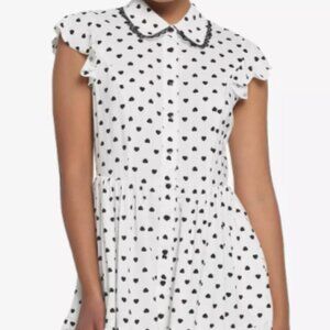 White and Black Heart Collar Dress